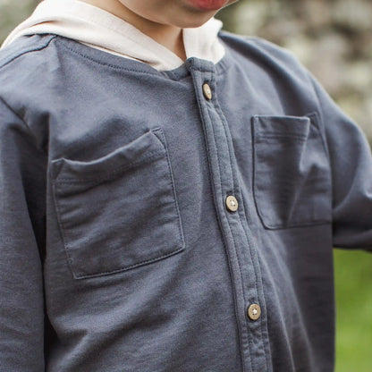 Hooded Button Down Shirt Set