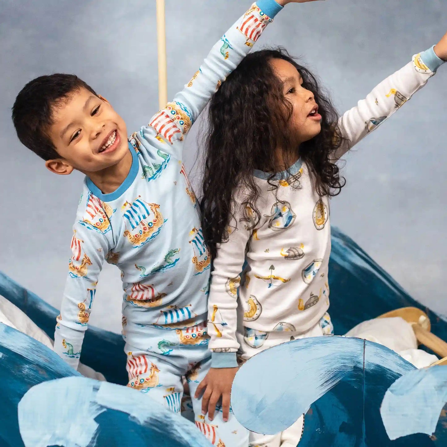 Nordic Hero & Viking Ships Organic Cotton Two-Piece Pajamas 2 Pack