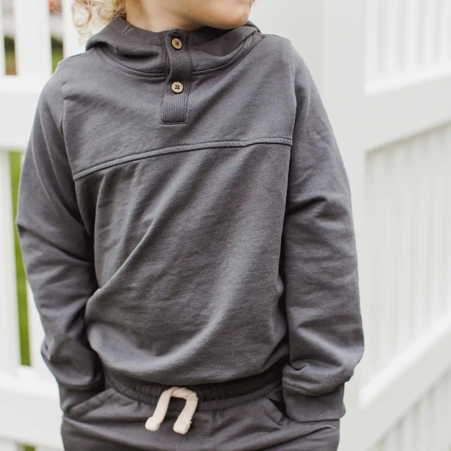 Button Placket Organic Cotton Hoodie