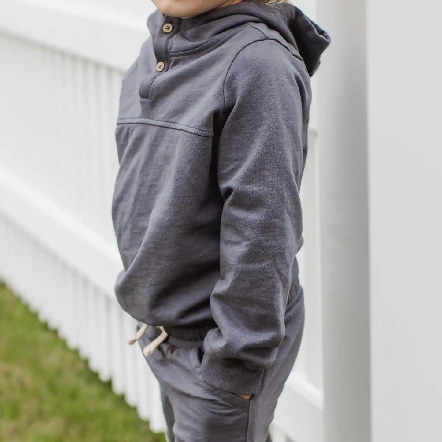Button Placket Organic Cotton Hoodie