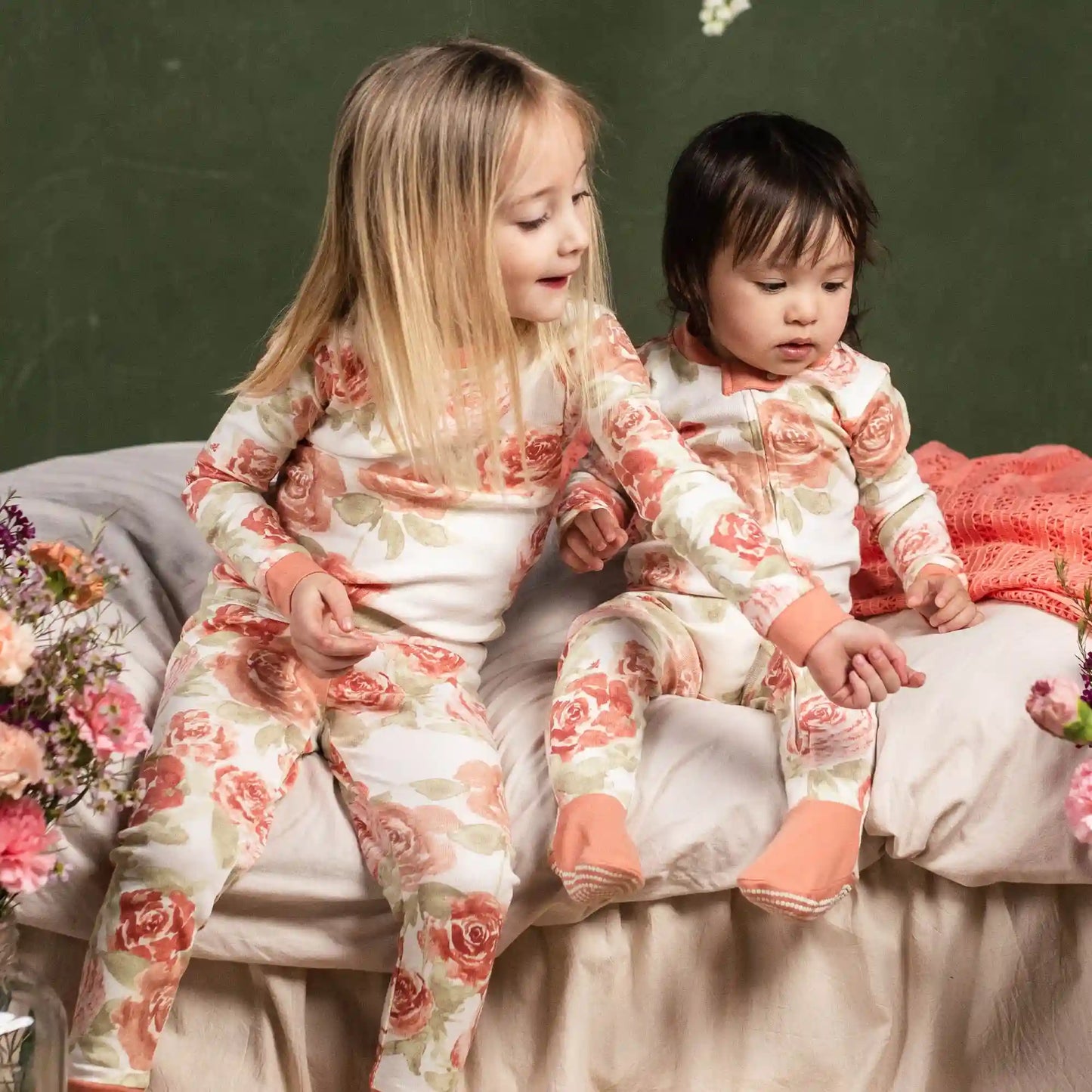 Autumn Rose Garden Organic Cotton Two-Piece Pajamas