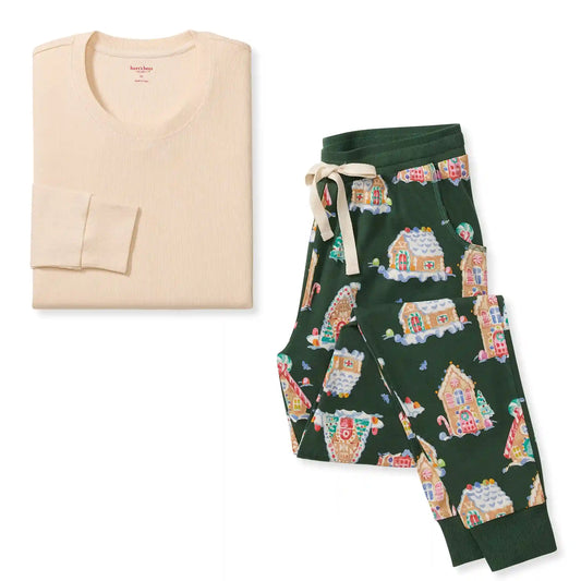 Gingerbread Houses Family Matching Organic Cotton Women's PJ Set