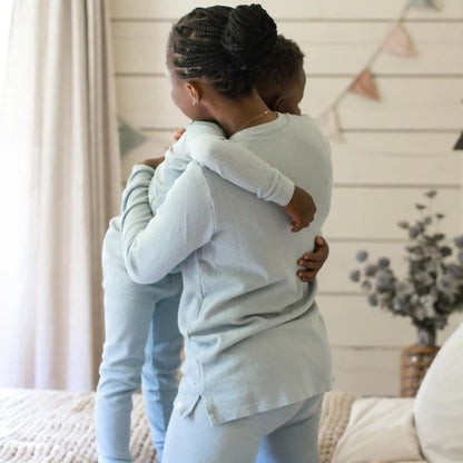 Honeysoft™ Mommy & Me Matching Thermal Lyocell Pajamas - Mountain Blue