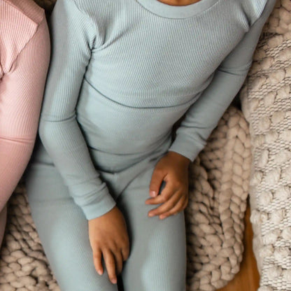 Honeysoft™ Mommy & Me Matching Thermal Lyocell Pajamas - Mountain Blue