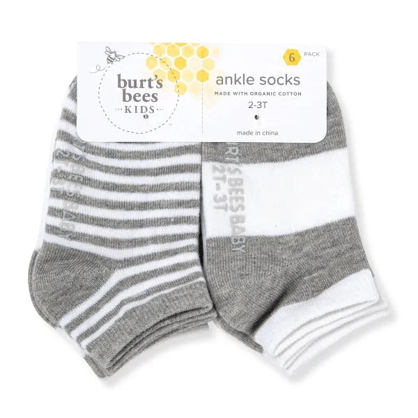 Solid & Stripes Organic Cotton Baby Ankle Socks 6 Pack