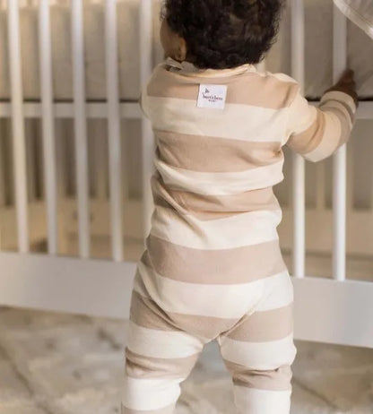 Mommy & Me Rugby Stripe Organic Cotton Pajamas - Oat